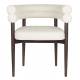 Chaise Sela Dutchbone Assise en Hévéa et Tissu Blanc Fauteuil de Salle de Manger 57x63x73cm