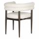 Chaise Sela Dutchbone Assise en Hévéa et Tissu Blanc Fauteuil de Salle de Manger 57x63x73cm