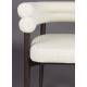 Chaise Sela Dutchbone Assise en Hévéa et Tissu Blanc Fauteuil de Salle de Manger 57x63x73cm
