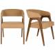 Lot de Deux Chaises Adamello Dutchbone Duo d'Assises en Hévéa et Tissu Beige Fauteuils de Table Seventies 54,5x58x74cm