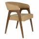 Lot de Deux Chaises Adamello Dutchbone Duo d'Assises en Hévéa et Tissu Beige Fauteuils de Table Seventies 54,5x58x74cm