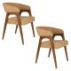 Lot de Deux Chaises Adamello Dutchbone Duo d'Assises en Hévéa et Tissu Beige Fauteuils de Table Seventies 54,5x58x74cm