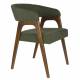 Lot de Deux Chaises Adamello Dutchbone Duo d'Assises en Hévéa et Tissu Vert Fauteuils de Table Seventies 54,5x58x74cm