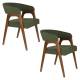 Lot de Deux Chaises Adamello Dutchbone Duo d'Assises en Hévéa et Tissu Vert Fauteuils de Table Seventies 54,5x58x74cm