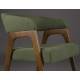 Lot de Deux Chaises Adamello Dutchbone Duo d'Assises en Hévéa et Tissu Vert Fauteuils de Table Seventies 54,5x58x74cm