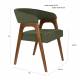 Lot de Deux Chaises Adamello Dutchbone Duo d'Assises en Hévéa et Tissu Vert Fauteuils de Table Seventies 54,5x58x74cm