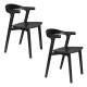 Lot de Deux Chaises Northwood Zuiver Duo d'Assises en Hévéa Finition Noire Sièges de Tables Esprit Scandinave 51x53x76,5cm