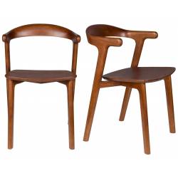 Lot de Deux Chaises Northwood Zuiver Duo d'Assises en Hévéa Finition Noyer Sièges de Tables Esprit Scandinave 51x53x76,5cm