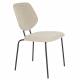 Lot de Deux Chaises Zelo Woody Duo d'Assises de Repas en Acier Noir et Tissu Beige Design Contemporain 46x58,5x83,5cm
