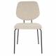 Lot de Deux Chaises Zelo Woody Duo d'Assises de Repas en Acier Noir et Tissu Beige Design Contemporain 46x58,5x83,5cm