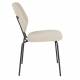 Lot de Deux Chaises Zelo Woody Duo d'Assises de Repas en Acier Noir et Tissu Beige Design Contemporain 46x58,5x83,5cm