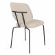 Lot de Deux Chaises Zelo Woody Duo d'Assises de Repas en Acier Noir et Tissu Beige Design Contemporain 46x58,5x83,5cm