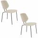 Lot de Deux Chaises Zelo Woody Duo d'Assises de Repas en Acier Noir et Tissu Beige Design Contemporain 46x58,5x83,5cm