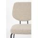 Lot de Deux Chaises Zelo Woody Duo d'Assises de Repas en Acier Noir et Tissu Beige Design Contemporain 46x58,5x83,5cm