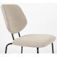 Lot de Deux Chaises Zelo Woody Duo d'Assises de Repas en Acier Noir et Tissu Beige Design Contemporain 46x58,5x83,5cm
