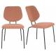 Lot de Deux Chaises Zelo Woody Duo d'Assises de Repas en Acier Noir et Tissu Rose Design Contemporain 46x58,5x83,5cm