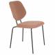 Lot de Deux Chaises Zelo Woody Duo d'Assises de Repas en Acier Noir et Tissu Rose Design Contemporain 46x58,5x83,5cm