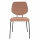 Lot de Deux Chaises Zelo Woody Duo d'Assises de Repas en Acier Noir et Tissu Rose Design Contemporain 46x58,5x83,5cm