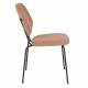 Lot de Deux Chaises Zelo Woody Duo d'Assises de Repas en Acier Noir et Tissu Rose Design Contemporain 46x58,5x83,5cm
