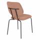Lot de Deux Chaises Zelo Woody Duo d'Assises de Repas en Acier Noir et Tissu Rose Design Contemporain 46x58,5x83,5cm