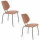Lot de Deux Chaises Zelo Woody Duo d'Assises de Repas en Acier Noir et Tissu Rose Design Contemporain 46x58,5x83,5cm