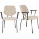 Lot de Deux Fauteuils Zelo Woody Duo de Chaises en Acier Noir et Tissu Beige Assises avec Accoudoirs 59x60x83,5cm