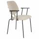 Lot de Deux Fauteuils Zelo Woody Duo de Chaises en Acier Noir et Tissu Beige Assises avec Accoudoirs 59x60x83,5cm