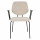 Lot de Deux Fauteuils Zelo Woody Duo de Chaises en Acier Noir et Tissu Beige Assises avec Accoudoirs 59x60x83,5cm