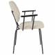 Lot de Deux Fauteuils Zelo Woody Duo de Chaises en Acier Noir et Tissu Beige Assises avec Accoudoirs 59x60x83,5cm