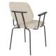 Lot de Deux Fauteuils Zelo Woody Duo de Chaises en Acier Noir et Tissu Beige Assises avec Accoudoirs 59x60x83,5cm