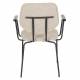 Lot de Deux Fauteuils Zelo Woody Duo de Chaises en Acier Noir et Tissu Beige Assises avec Accoudoirs 59x60x83,5cm