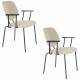 Lot de Deux Fauteuils Zelo Woody Duo de Chaises en Acier Noir et Tissu Beige Assises avec Accoudoirs 59x60x83,5cm