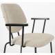 Lot de Deux Fauteuils Zelo Woody Duo de Chaises en Acier Noir et Tissu Beige Assises avec Accoudoirs 59x60x83,5cm