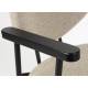 Lot de Deux Fauteuils Zelo Woody Duo de Chaises en Acier Noir et Tissu Beige Assises avec Accoudoirs 59x60x83,5cm