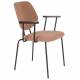 Lot de Deux Fauteuils Zelo Woody Duo de Chaises en Acier Noir et Tissu Rose Assises avec Accoudoirs 59x60x83,5cm