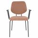 Lot de Deux Fauteuils Zelo Woody Duo de Chaises en Acier Noir et Tissu Rose Assises avec Accoudoirs 59x60x83,5cm