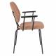 Lot de Deux Fauteuils Zelo Woody Duo de Chaises en Acier Noir et Tissu Rose Assises avec Accoudoirs 59x60x83,5cm