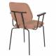 Lot de Deux Fauteuils Zelo Woody Duo de Chaises en Acier Noir et Tissu Rose Assises avec Accoudoirs 59x60x83,5cm
