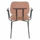 Lot de Deux Fauteuils Zelo Woody Duo de Chaises en Acier Noir et Tissu Rose Assises avec Accoudoirs 59x60x83,5cm