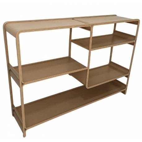 Console Dallas Athezza Bibliothèque En Acier Beige Meuble de Rangement 4 Plateaux 30x85x120cm