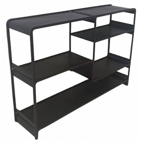 Console Dallas Athezza Bibliothèque En Acier Noir Meuble de Rangement 4 Plateaux 30x85x120cm