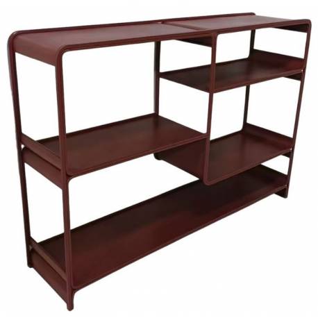 Console Dallas Athezza Bibliothèque En Acier Bordeaux Meuble de Rangement 4 Plateaux 30x85x120cm