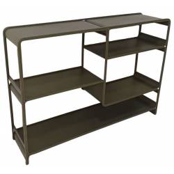 Console Dallas Athezza Bibliothèque En Acier Kaki Meuble de Rangement 4 Plateaux 30x85x120cm