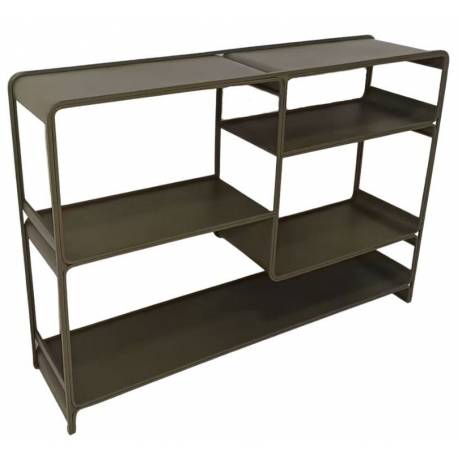 Console Dallas Athezza Bibliothèque En Acier Kaki Meuble de Rangement 4 Plateaux 30x85x120cm