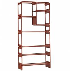 Etagère Dallas Athezza Bibliothèque En Acier Bordeaux Meuble de Rangement 7 Plateaux 30x82x180cm