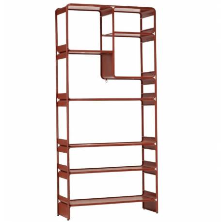 Etagère Dallas Athezza Bibliothèque En Acier Bordeaux Meuble de Rangement 7 Plateaux 30x82x180cm