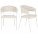 Lot de 2 Fauteuils Zeri Woody Sièges de Table en Acier Blanc et Tissu Beige 51,5x59,5x79cm