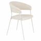 Lot de 2 Fauteuils Zeri Woody Sièges de Table en Acier Blanc et Tissu Beige 51,5x59,5x79cm