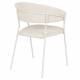 Lot de 2 Fauteuils Zeri Woody Sièges de Table en Acier Blanc et Tissu Beige 51,5x59,5x79cm