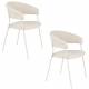 Lot de 2 Fauteuils Zeri Woody Sièges de Table en Acier Blanc et Tissu Beige 51,5x59,5x79cm